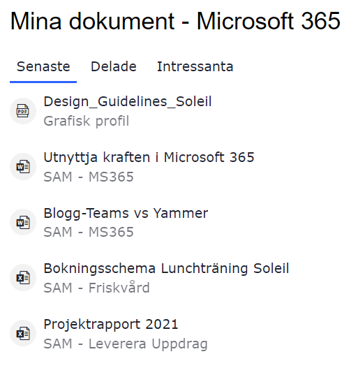 Mina dokument i Microsoft 365
